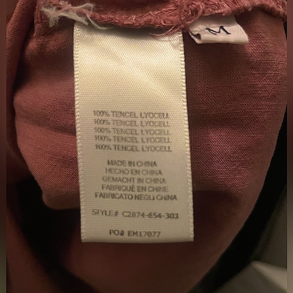 Cloth & Stone Button-Down Top Sz M in Dusty Rose Mauve Color - Picture 4 of 4